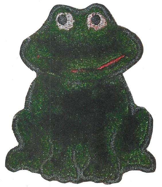 Image of embroidered frog from towel