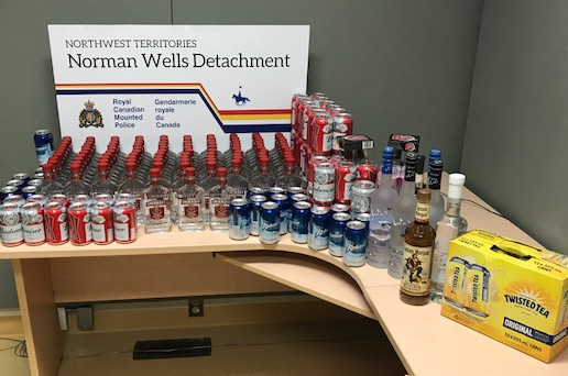 Alcohol seized by Norman Wells RCMP. 
