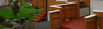 a deck attached to a seasonal property