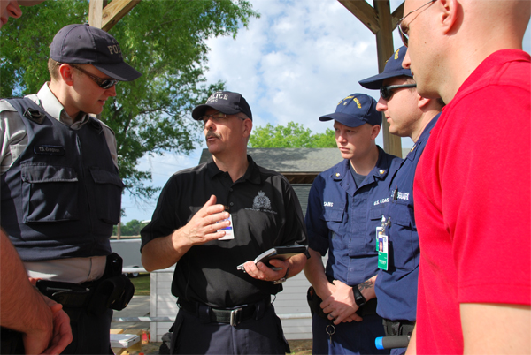 An RCMP instructor talks to law enforcement officers.