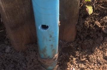 Damaged water pipe at Sanger RV Park, June 8, 2017