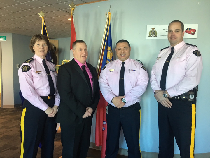 : From Left to Right: Supt. Amanda Jones, Chief Supt. Jamie Zettler, Insp. Phil Lue, and Insp. Alexandre Laporte