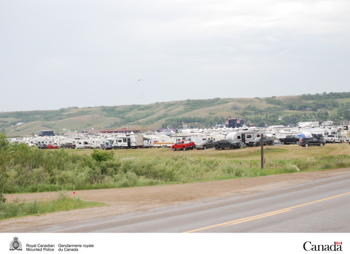 Vehicles and trailers at the Craven festival site