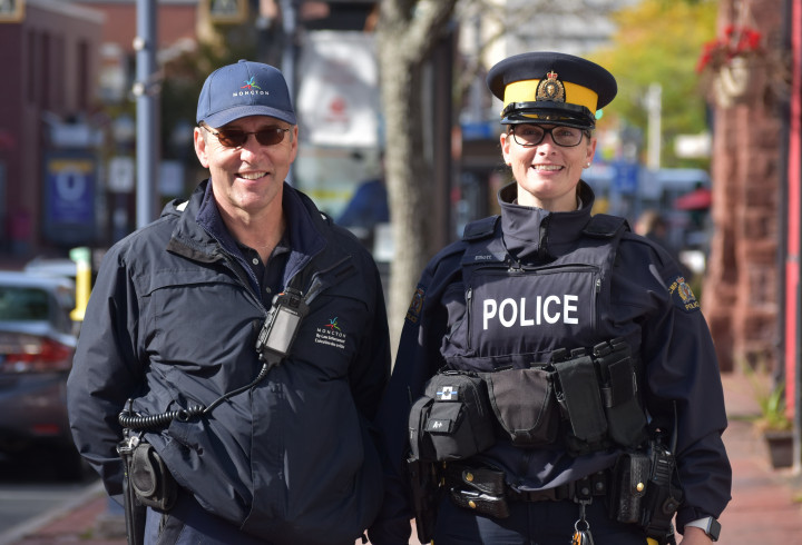 By-law Enforcement Officer, Manny Leblanc and Cst. Christy Elliott, Codiac Regional RCMP