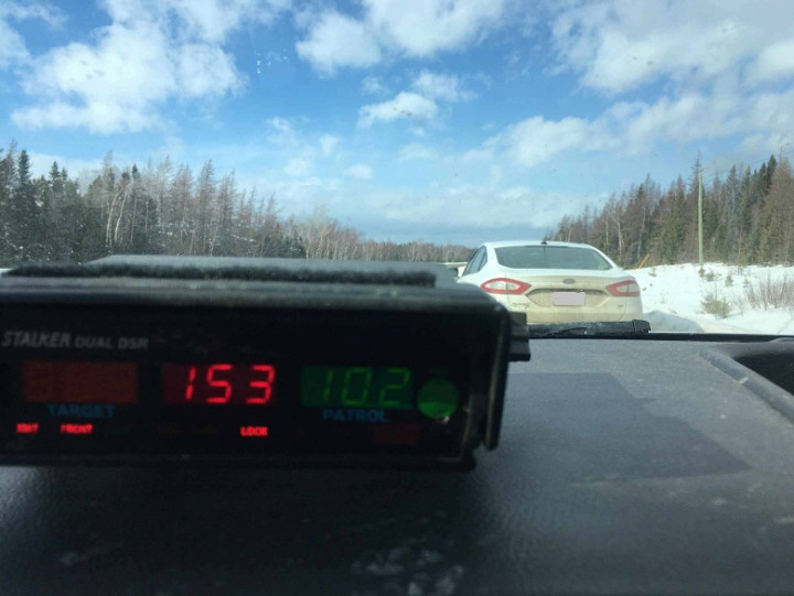 RCMP Traffic Services West seizes vehicle following speeds of 153 kms/hr on the TCH near Birchy Lake.