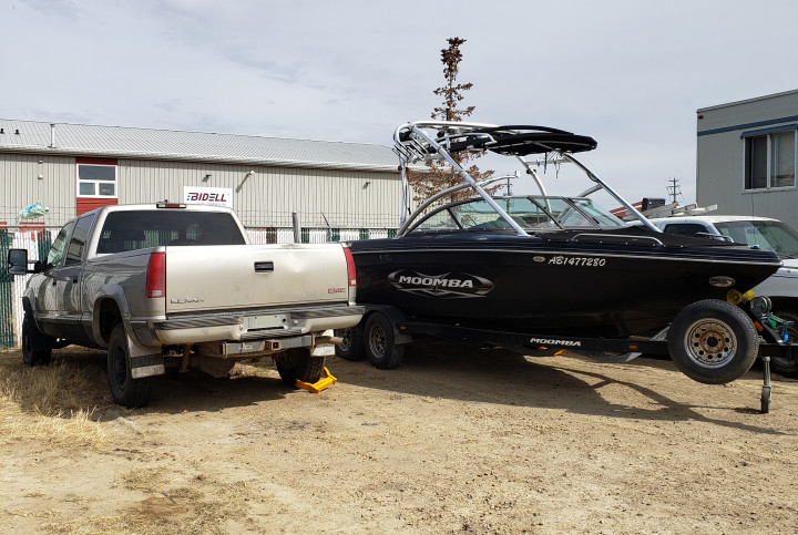 Pick up truck and boat