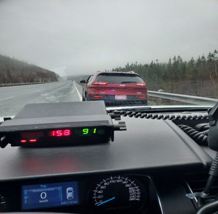 RCMP Traffic Services Central seizes Jeep for travelling at a speed of 158 kms/hr on TCH near Clarenville.