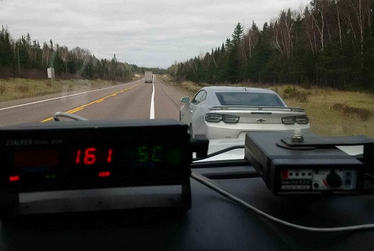 RCMP Traffic Services West seizes Chevrolet Camaro travelling at a speed of 161 kms/hr on the TCH near Hampden Junction.