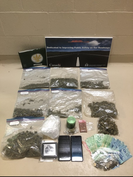 Labrador RCMP Traffic Services seizes 350 grams of cannabis and other items consistent with distributing cannabis following traffic stop in Happy Valley-Goose Bay on May 22, 2020.