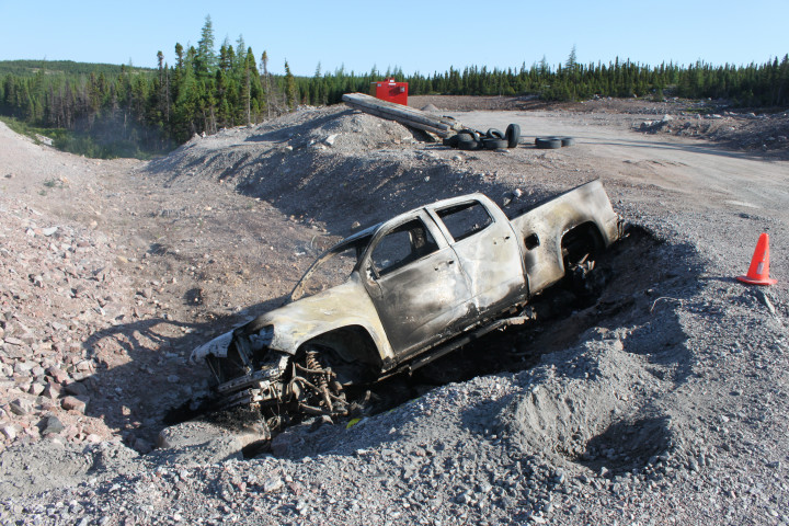 Mary's Harbour RCMP investigates a stolen vehicle found torched on the Trans Labrador Highway on July 18, 2020.