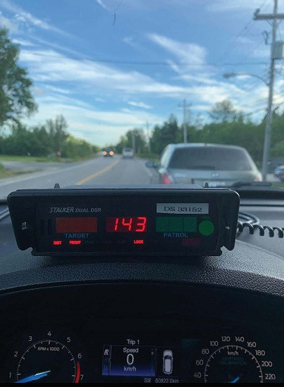 Glovertown RCMP conducted a traffic stop in Gambo with a vehicle traveling 143 km/h in a 40 km/h residential zone on July 22, 2020.
