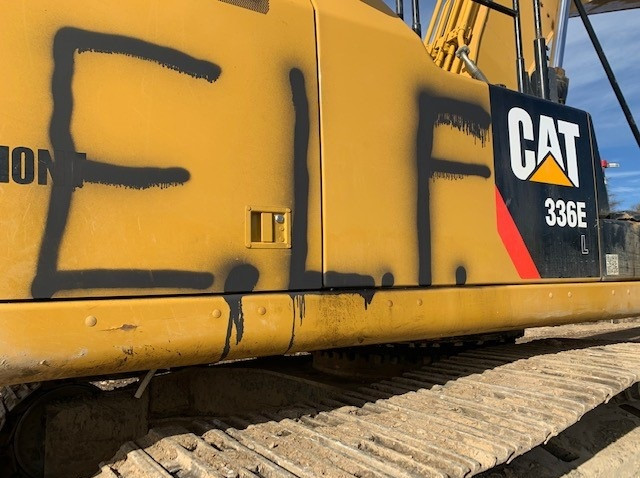 Heavy equipment was vandalized in Grand Falls-Windsor, spray painted with the abbreviation 