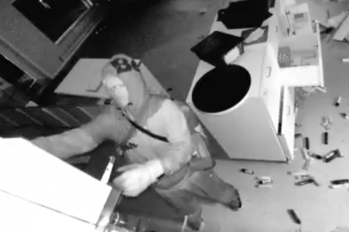A suspect is captured on video surveillance inside Quality Vapor during a break, enter and theft that happened on November 18, 2020.