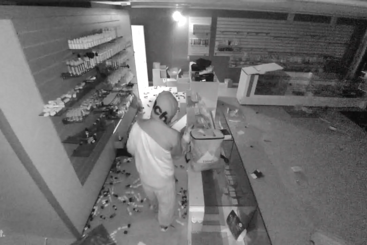 A suspect is captured on video surveillance inside Quality Vapor during a break, enter and theft that happened on November 18, 2020.