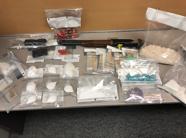 Methamphetamine, Cocaine, Fentanyl, Prescription Pills, a modified shotgun, two conducted energy devices and over $30,000 cash.