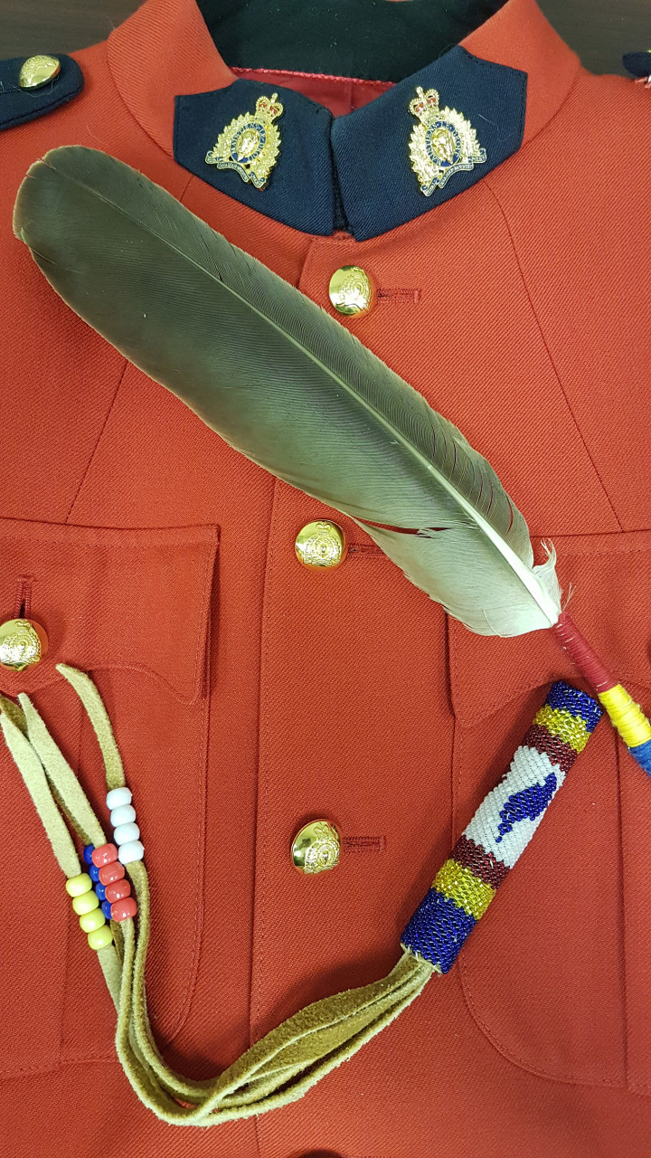The Meadow Lake RCMP's eagle feather was beaded by Cst. Liz Cook.