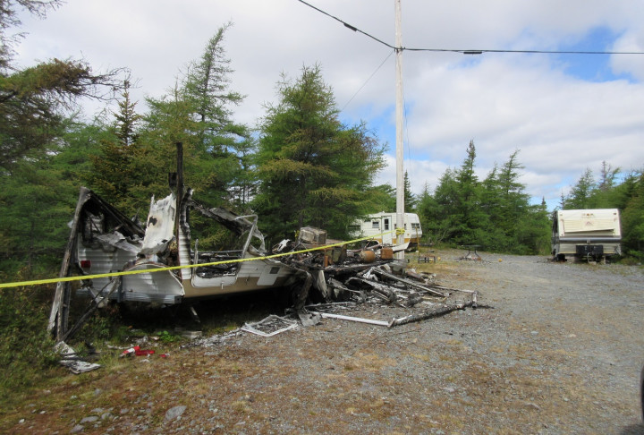 Two of three travel trailers that were parked and unoccupied were burned in a suspicious fire in Brigus Junction on June 12, 2021.