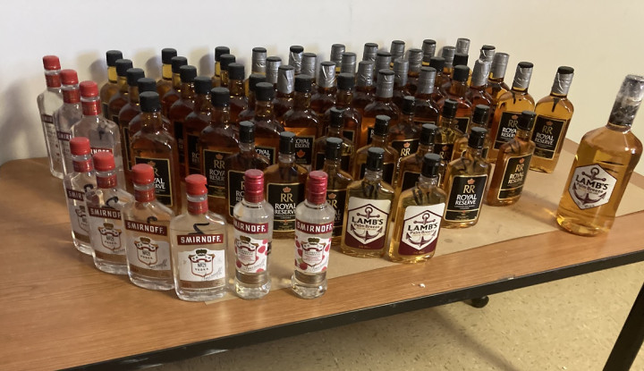 Sixty-seven bottles of alcohol, destined for Natuashish, were seized on June 25, 2021.