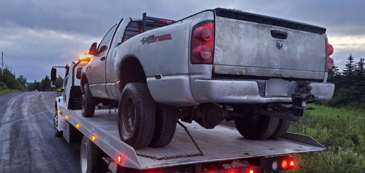 This truck was seized and impounded as part of an impaired driving investigation after it crashed on Swansea Road in Victoria on July 24, 2021.