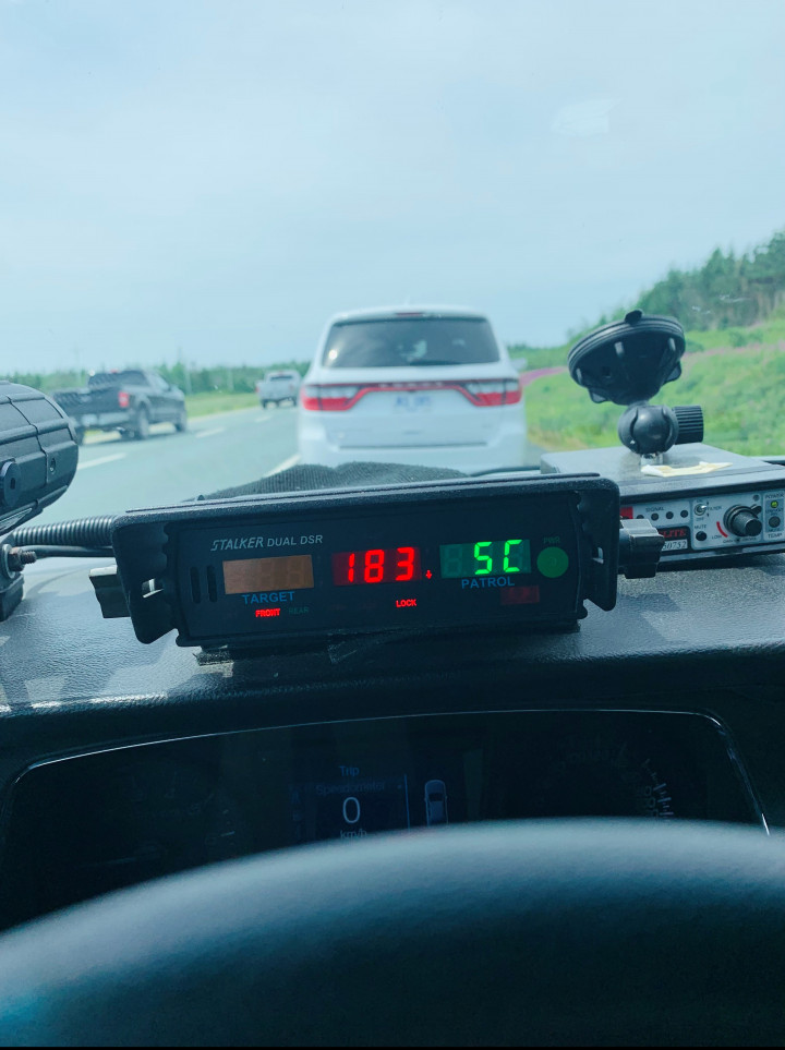 RCMP Traffic Services East seizes SUV for excessive speeds of 183 kms/hr on the TCH near Ocean Pond on August 4, 2021.