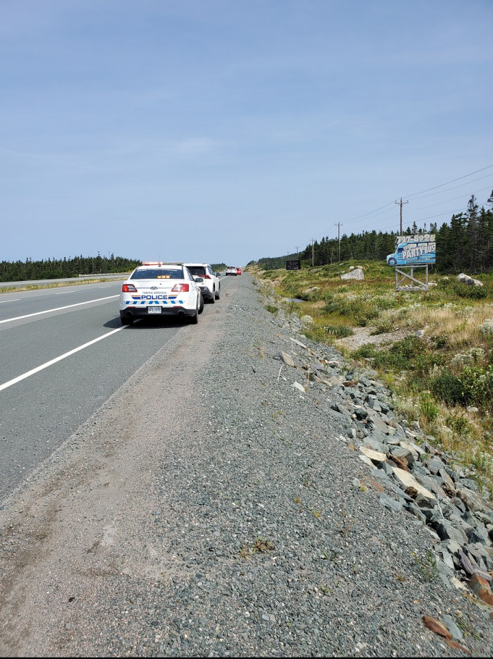 RCMP and RNC Traffic Services stops multiple drivers for speeding on the TCH near Butter Pot Park on August 25, 2021.