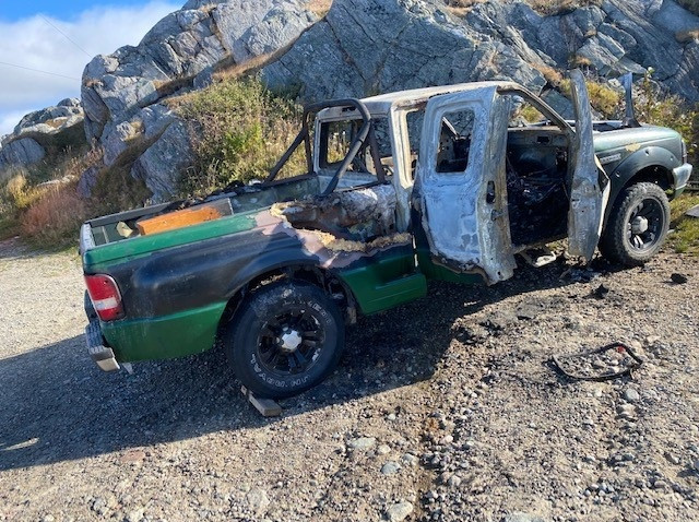 This truck was burned in a suspicious fire on Osmonds Lane in Port aux Basques on October 15, 2021. 