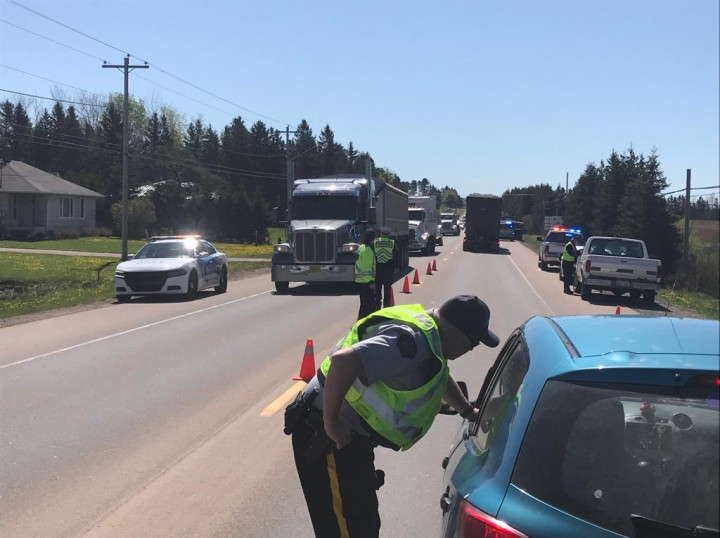 Road safety checkpoint on Route 2 near Milton Station