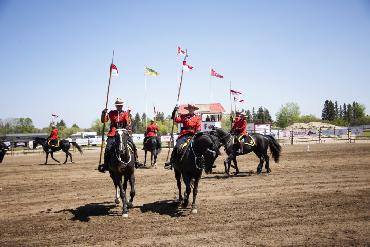 RCMP Musical Ride horses and riders ride around the grounds in Yorkton.