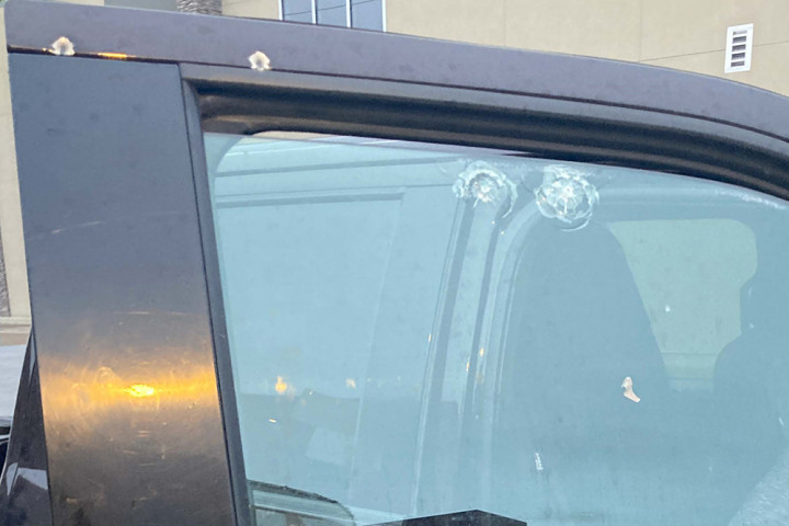 Damage to vehicle that was shot at