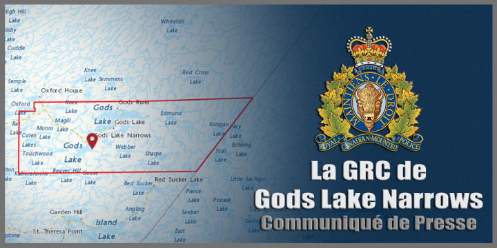 Signe de communiqué de presse de la GRC de Gods Lake Narrows