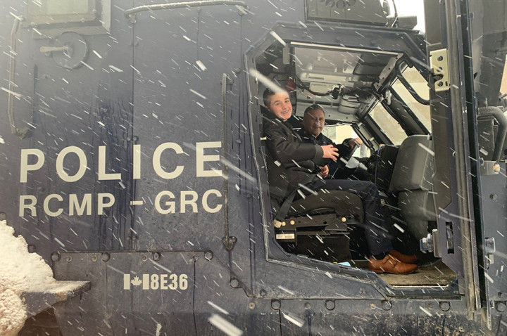 Lincoln Boyer and Staff Sergeant Jason Vrooman in the RCMP TAV