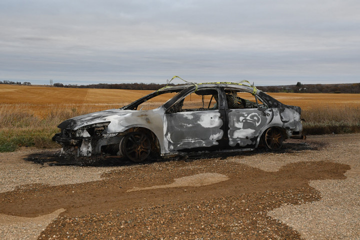 La Honda Accord 2007 incendiée qui contenait les restes de James Vernon Giesbrecht.