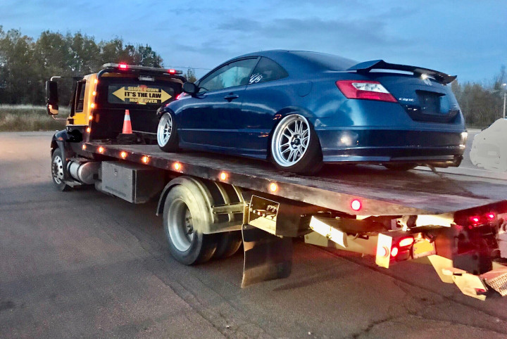 Vehicle being towed