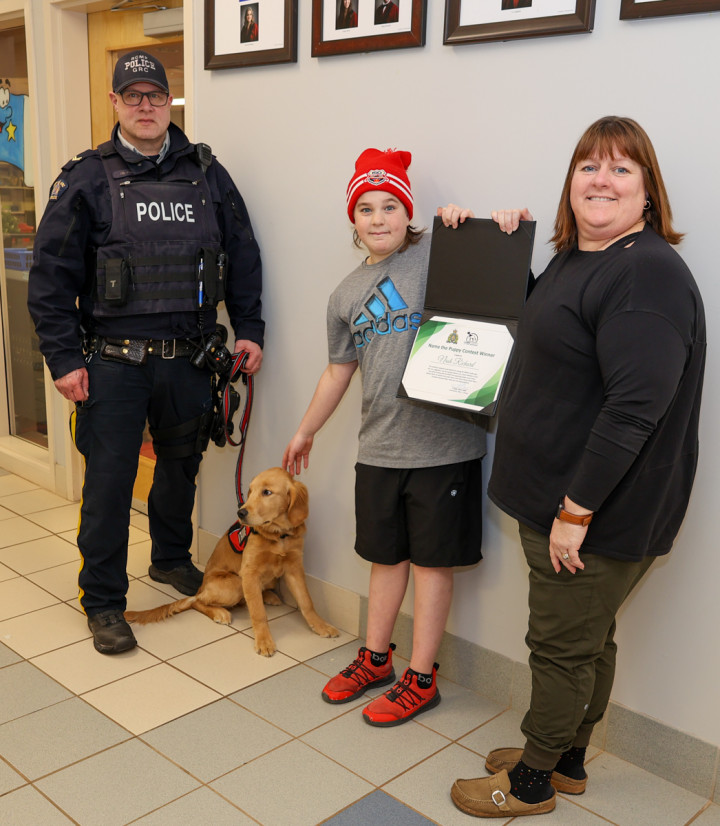 Left to right - Corporal Allen, Lola, Nash Richard and his mother Tina