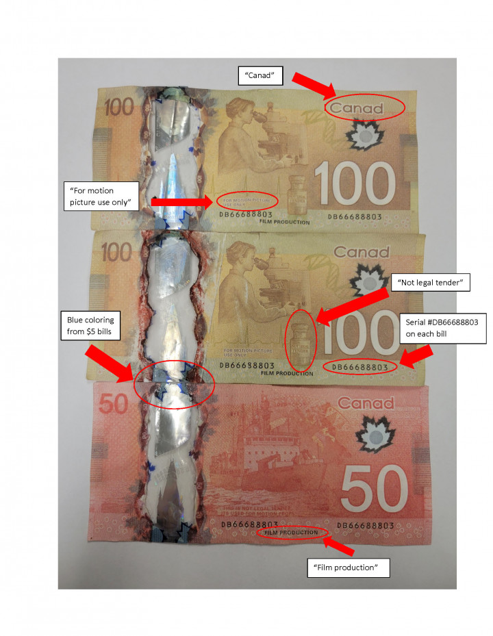 Image de faux billets de banque canadiens.