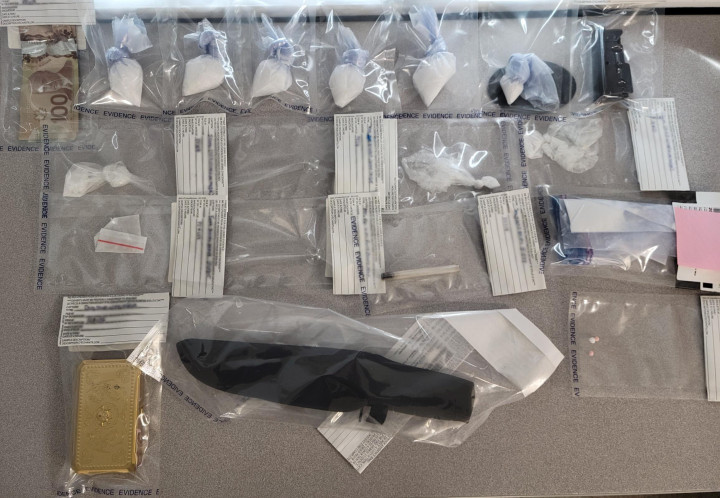 225 grams of methamphetamine, an unknown amount of pharmaceutical style pills, a hunting-style knife, and drug paraphernalia.
