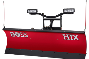 A red Boss snow plow.