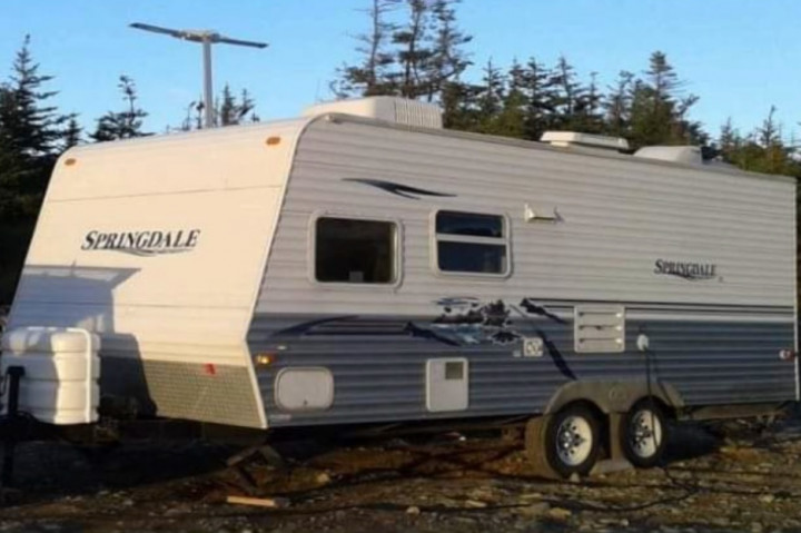 A photo of a stolen Springdale trailer.
