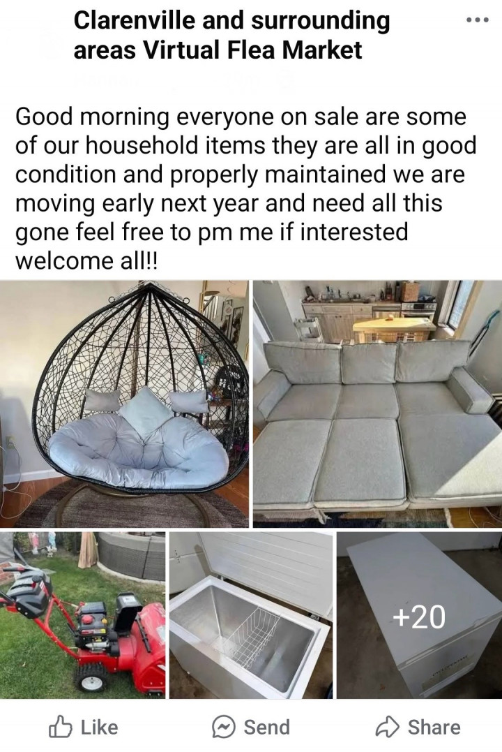 A screenshot of a Facebook post selling items.