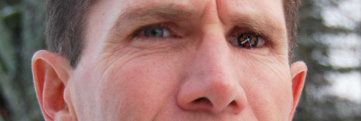 Close-up of a man's eyes.