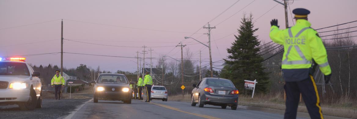 Des membres effectuent un contrôle routier.